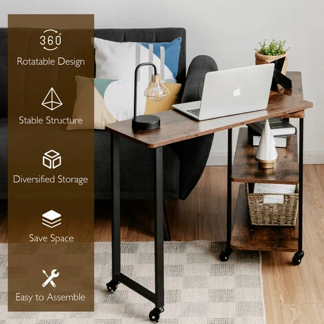 L-shaped Mobile 360° Rotating Corner Computer Desk Laptop Computer PC Desk Home 2 L-shaped Mobile 360° Rotating Corner Computer Desk Laptop Computer PC Desk Home - Image 2