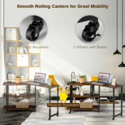 L-shaped Mobile 360° Rotating Corner Computer Desk Laptop Computer PC Desk Home 8 L-shaped Mobile 360° Rotating Corner Computer Desk Laptop Computer PC Desk Home -Office Furniture Store 36617422 4