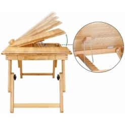 Deuba Folding Laptop Stand Table Desk Adjustable Lapdesk PC Desktop Notebook Bamboo Bed Sofa Tray Drawing Writing Working -Office Furniture Store 37395138 5