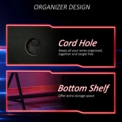 HOMCOM Racing Gaming Desk Carbon Fiber Style Computer Table W/Elevated Monitor 8 HOMCOM Racing Gaming Desk Carbon Fiber Style Computer Table W/Elevated Monitor -Office Furniture Store 37770591 4