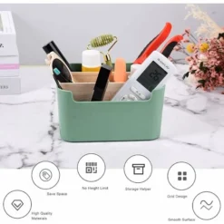 Wooden Desk Storage Box, Multipurpose Office Supplies Organizer, Desk Organizer Tidying, Stationery Storage Box For Pen, Remote Control, Cosmetics (Green-A) -Office Furniture Store 38145893 4