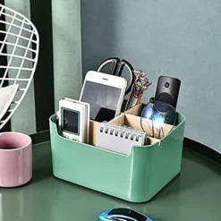 Wooden Desk Storage Box, Multipurpose Office Supplies Organizer, Desk Organizer Tidying, Stationery Storage Box For Pen, Remote Control, Cosmetics (Green-A) -Office Furniture Store 38145893 5