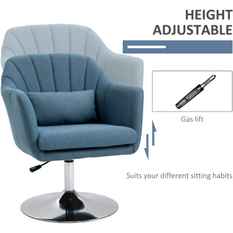 HOMCOM Stylish Retro Linen Swivel Tub Chair Steel Frame Cushion Seat Blue 4 HOMCOM Stylish Retro Linen Swivel Tub Chair Steel Frame Cushion Seat Blue - Image 4