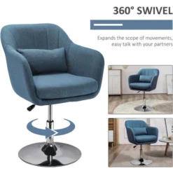 HOMCOM Stylish Retro Linen Swivel Tub Chair Steel Frame Cushion Seat Blue 9 HOMCOM Stylish Retro Linen Swivel Tub Chair Steel Frame Cushion Seat Blue -Office Furniture Store 38154730 5