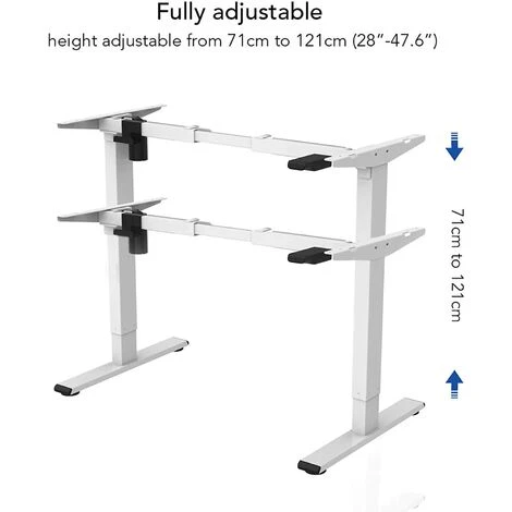 FLEXISPOT EG1 Height Adjustable Electric Standing Desk Frame,2-Stage Desk With Single Motor Heavy Duty Steel Stand Up Desk (White Frame) 4 FLEXISPOT EG1 Height Adjustable Electric Standing Desk Frame,2-Stage Desk With Single Motor Heavy Duty Steel Stand Up Desk (White Frame) - Image 4
