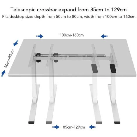 FLEXISPOT EG1 Height Adjustable Electric Standing Desk Frame,2-Stage Desk With Single Motor Heavy Duty Steel Stand Up Desk (White Frame) 5 FLEXISPOT EG1 Height Adjustable Electric Standing Desk Frame,2-Stage Desk With Single Motor Heavy Duty Steel Stand Up Desk (White Frame) - Image 5