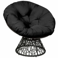 Papasan Chair Rattan Ergonomic Chair W/ 360Â¡Ã£ Swivel & Soft Cushion Home Garden