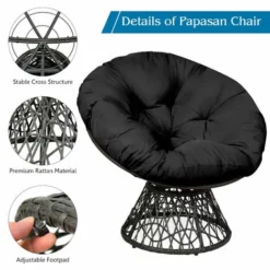 Papasan Chair Rattan Ergonomic Chair W/ 360¡ã Swivel & Soft Cushion Home Garden 7 Papasan Chair Rattan Ergonomic Chair W/ 360¡ã Swivel & Soft Cushion Home Garden -Office Furniture Store 39640084 3