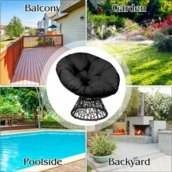 Papasan Chair Rattan Ergonomic Chair W/ 360¡ã Swivel & Soft Cushion Home Garden 9 Papasan Chair Rattan Ergonomic Chair W/ 360¡ã Swivel & Soft Cushion Home Garden -Office Furniture Store 39640084 5