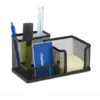 Relaxdays Desk Organizer, Stationary Tray With Pen Holder & Note Box, HWD: 10x18.5x9.5 Cm, Black