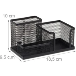 Relaxdays Desk Organizer, Stationary Tray With Pen Holder & Note Box, HWD: 10x18.5x9.5 Cm, Black -Office Furniture Store 40481786 3