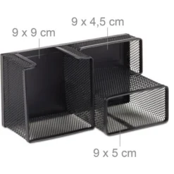 Relaxdays Desk Organizer, Stationary Tray With Pen Holder & Note Box, HWD: 10x18.5x9.5 Cm, Black -Office Furniture Store 40481786 4
