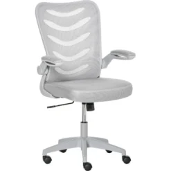 Vinsetto Mesh Office Chair Home Swivel Task Chair W/ Lumbar Support, Arm Grey