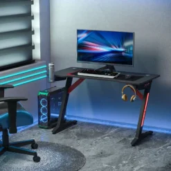 HOMCOM LED Racing Style Gaming Desk Table With Cup Holder Hook Cable Holes 7 HOMCOM LED Racing Style Gaming Desk Table With Cup Holder Hook Cable Holes -Office Furniture Store 41944102 3