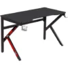 HOMCOM Gaming Desk Racing Table W/ Rotatable Cup Holder Headphone Hook Black