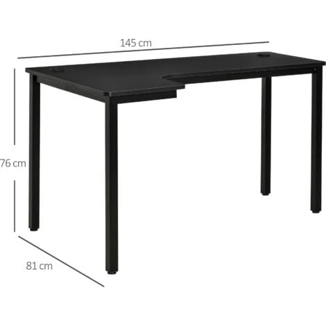 HOMCOM L-Shaped Corner Desk Computer Workstation PC Gaming Desk 145 X 81 X 76cm Right 2 HOMCOM L-Shaped Corner Desk Computer Workstation PC Gaming Desk 145 X 81 X 76cm Right - Image 2