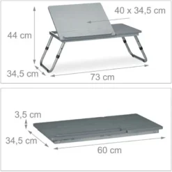 Relaxdays Height-adjustable Laptop Tray, Foldable, Tilting Top, Bed Desk, Couch Knee Table, Multipurpose, MDF, Grey -Office Furniture Store 41944419 4