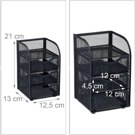 Relaxdays Desk Organizer, Metal Mesh Storage Box, File Sorter, HWD 21 X 12.5 X 13 Cm, Black 3 Relaxdays Desk Organizer, Metal Mesh Storage Box, File Sorter, HWD 21 X 12.5 X 13 Cm, Black - Image 3