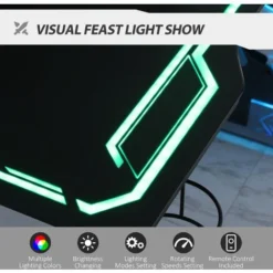 HOMCOM 1.2m Computer Gaming Desk LED Light W/ Cup Holder Headphone Hook E-Sport 9 HOMCOM 1.2m Computer Gaming Desk LED Light W/ Cup Holder Headphone Hook E-Sport -Office Furniture Store 42541490 5