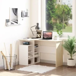HOMCOM L-Shaped Corner Computer Desk Study Table W/ Storage Shelf For Home -Office Furniture Store 44903342 3