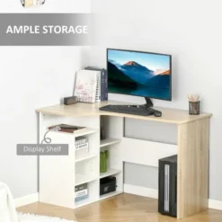 HOMCOM L-Shaped Corner Computer Desk Study Table W/ Storage Shelf For Home -Office Furniture Store 44903342 4