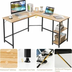 L-Shaped Corner Computer Desk Industrial PC Table Large Workstation With Storage -Office Furniture Store 46379700 5