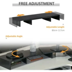 Vinsetto Monitor Stand Screen Riser W/ Adjustable Length For Two Laptop Max -Office Furniture Store 49129857 5
