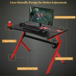 Ergonomic Gaming Desk R-Shaped Racing Computer Table Workstation Home Office -Office Furniture Store 49344852 5