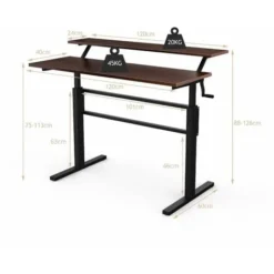 2-Tier Standing Desk Sit To Stand Workstation Ergonomic Computer Table Brown -Office Furniture Store 49344854 3
