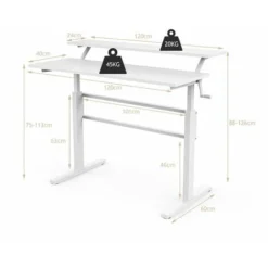 2-Tier Standing Desk Sit To Stand Workstation Ergonomic Computer Table White -Office Furniture Store 49344855 3