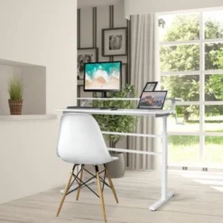 2-Tier Standing Desk Sit To Stand Workstation Ergonomic Computer Table White -Office Furniture Store 49344855 4