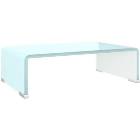 TV Stand/Monitor Riser Glass White 40x25x11 Cm VidaXL 1 TV Stand/Monitor Riser Glass White 40x25x11 Cm VidaXL