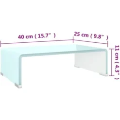 TV Stand/Monitor Riser Glass White 40x25x11 Cm VidaXL 7 TV Stand/Monitor Riser Glass White 40x25x11 Cm VidaXL -Office Furniture Store 5055749 3