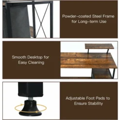 COSTWAY Computer Desk With Side Storage Drawer, Movable Monitor Stand And Hook, Industrial PC Laptop Table Writing Workstation, Home Office Bedroom Work Study Desk -Office Furniture Store 51037395 3