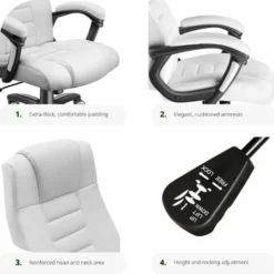 Luxury Office Chair Made Of Artificial Leather - Desk Chair, Computer Chair, Ergonomic Chair - White -Office Furniture Store 51216256 3