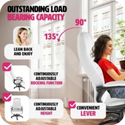 Luxury Office Chair Made Of Artificial Leather - Desk Chair, Computer Chair, Ergonomic Chair - White -Office Furniture Store 51216256 4
