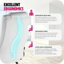 Luxury Office Chair Made Of Artificial Leather - Desk Chair, Computer Chair, Ergonomic Chair - White -Office Furniture Store 51216256 5