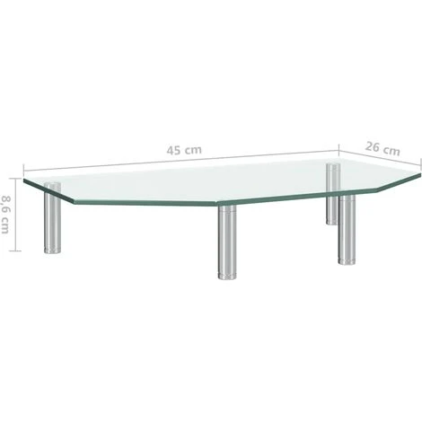 Monitor Stand 45x26x8.6 Cm Transparent Glass VidaXL 3 Monitor Stand 45x26x8.6 Cm Transparent Glass VidaXL - Image 3