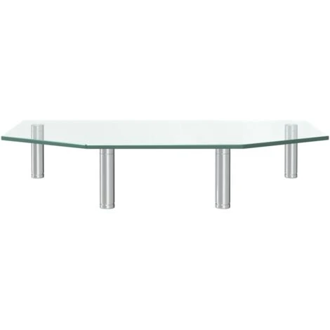 Monitor Stand 45x26x8.6 Cm Transparent Glass VidaXL 4 Monitor Stand 45x26x8.6 Cm Transparent Glass VidaXL - Image 4