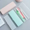 LangRay 2Pcs Plastic Pencil Case Pen Box Organizer Pen Holder School Supplies Student Pencil Box (Mint Green, Small)
