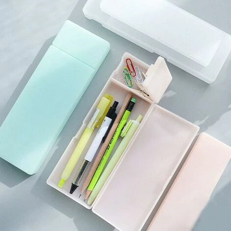 LangRay 2Pcs Plastic Pencil Case Pen Pen Holder Box Organizer School Supplies Student Pencil Box (Mint Green, Large) 4 LangRay 2Pcs Plastic Pencil Case Pen Pen Holder Box Organizer School Supplies Student Pencil Box (Mint Green, Large) - Image 4