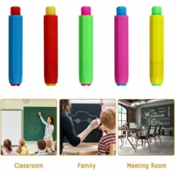 LangRay 10pcs Pencil Holder Chalk Holder Chalk Holder Chalk Holder Plastic Chalk Holder Chalk Holder Lid Chalk Pencil Holder Chalk Holder Kids Chalk Holder Lid For Desk School Children Teacher (5 Colo -Office Furniture Store 51800114 5