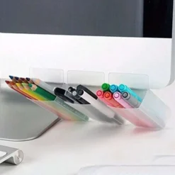 Screen Pencil Holder Treasures Creative DIY Desk Accessories Office Organizer Bags Containers Storage Bags -3 Pack (White Trapeze)