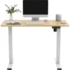 SANODESK Standing Desk Electric Height-Adjustable Desk With Anti-collision Protection, Memory Control And Soft Start/stop Function (White Frame+ 12060cm Maple Top)