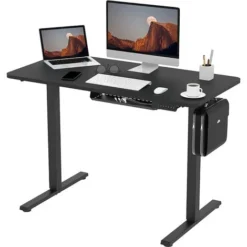 FLEXISPOT Electric Height Adjustable Standing Desk Sit Stand Desk Adjustable Desk Stand Up Desk With Memory Pannel-(Black Frame+100cm Black Top)