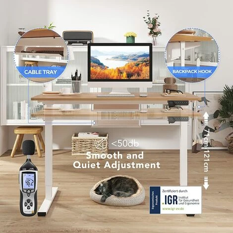 FLEXISPOT Electric Height Adjustable Standing Desk Sit Stand Desk Adjustable Desk Stand Up Desk With Memory Pannel-(White Frame+100cm Maple Top) 2 FLEXISPOT Electric Height Adjustable Standing Desk Sit Stand Desk Adjustable Desk Stand Up Desk With Memory Pannel-(White Frame+100cm Maple Top) - Image 2