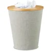 Relaxdays Bamboo Trash Can, Round Waste Bin With Insert And Magnetic Lids, 35 Cm Tall, Natural/Grey