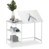 Relaxdays Desk Tilting, 3 Shelves, Several Angles, Computer & Work Desk, HWD: 75 X 110 X 55 Cm, White