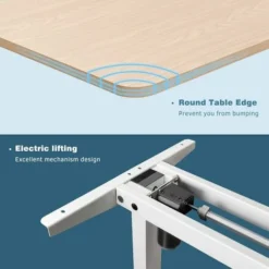 Height Adjustable Electric Standing Desk Office Computer Desk Stand Up Desk For Home Office With Memory Smart Pannel,140 Cm,Beige -Office Furniture Store 53297781 3