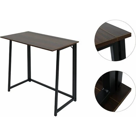 Folding Computer Desk Study Desk Writing Table Home Office Boston BROWN 3 Folding Computer Desk Study Desk Writing Table Home Office Boston BROWN - Image 3